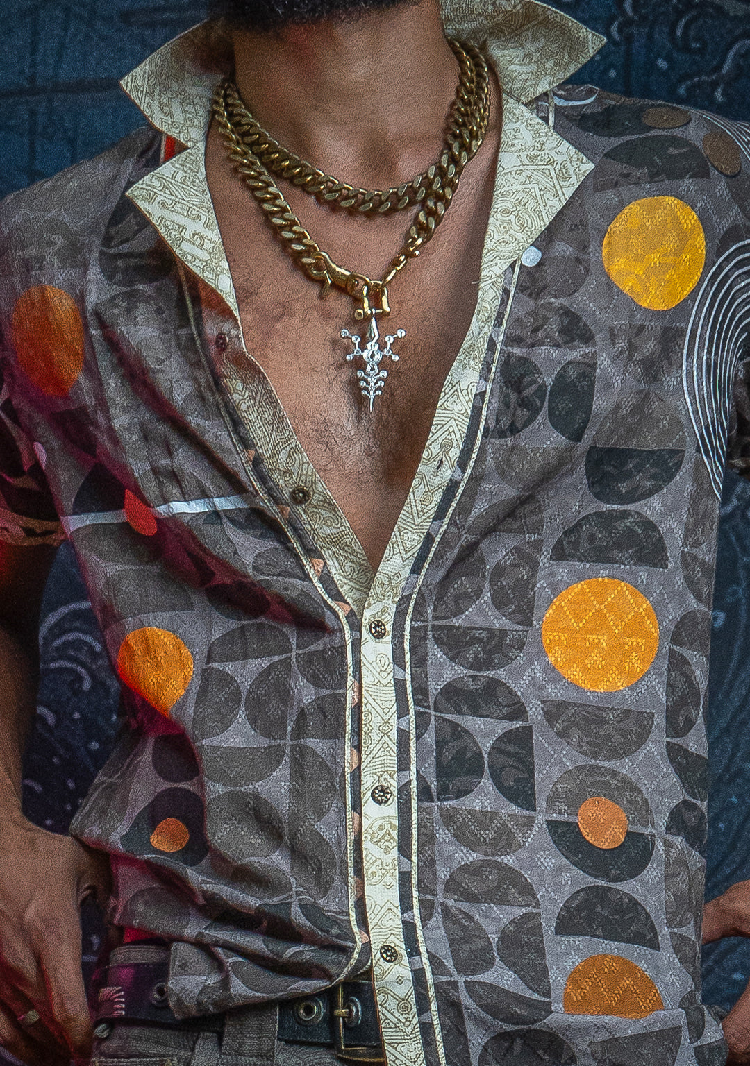 Shirt Men Half Sleeves / Organic Bio Farms Linen Jaquard - KINGCACAO Mayaz